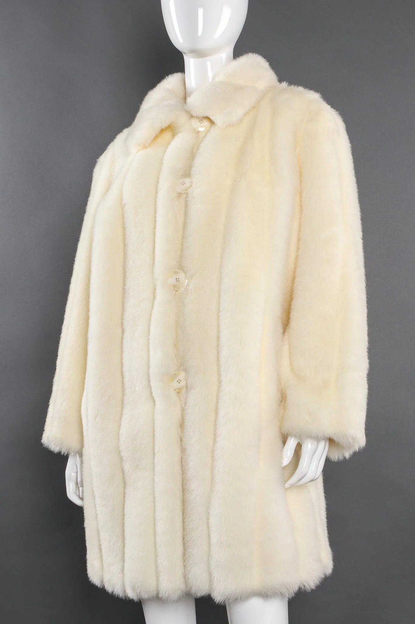 Striped Column Faux Fur Coat