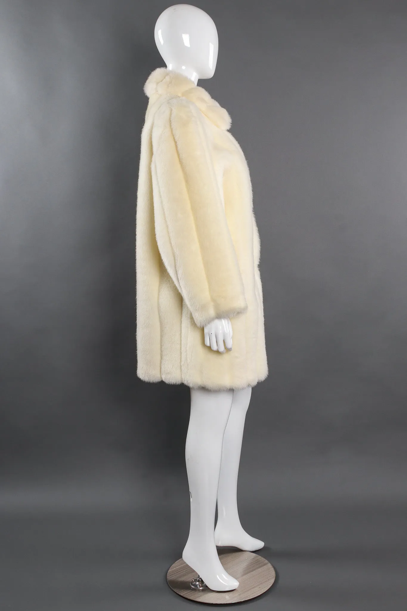 Striped Column Faux Fur Coat