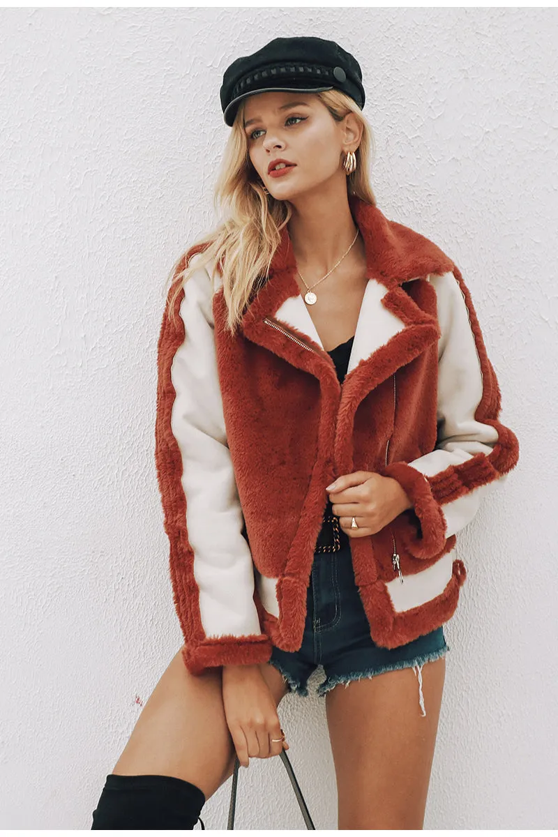 Sunset Hugs Faux Fur Jacket - Coffee