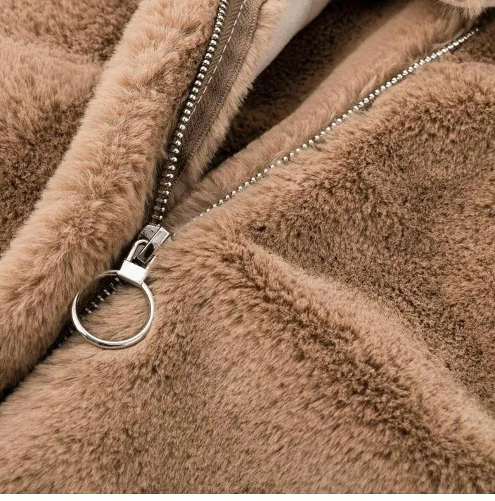 Sunset Hugs Faux Fur Jacket - Coffee