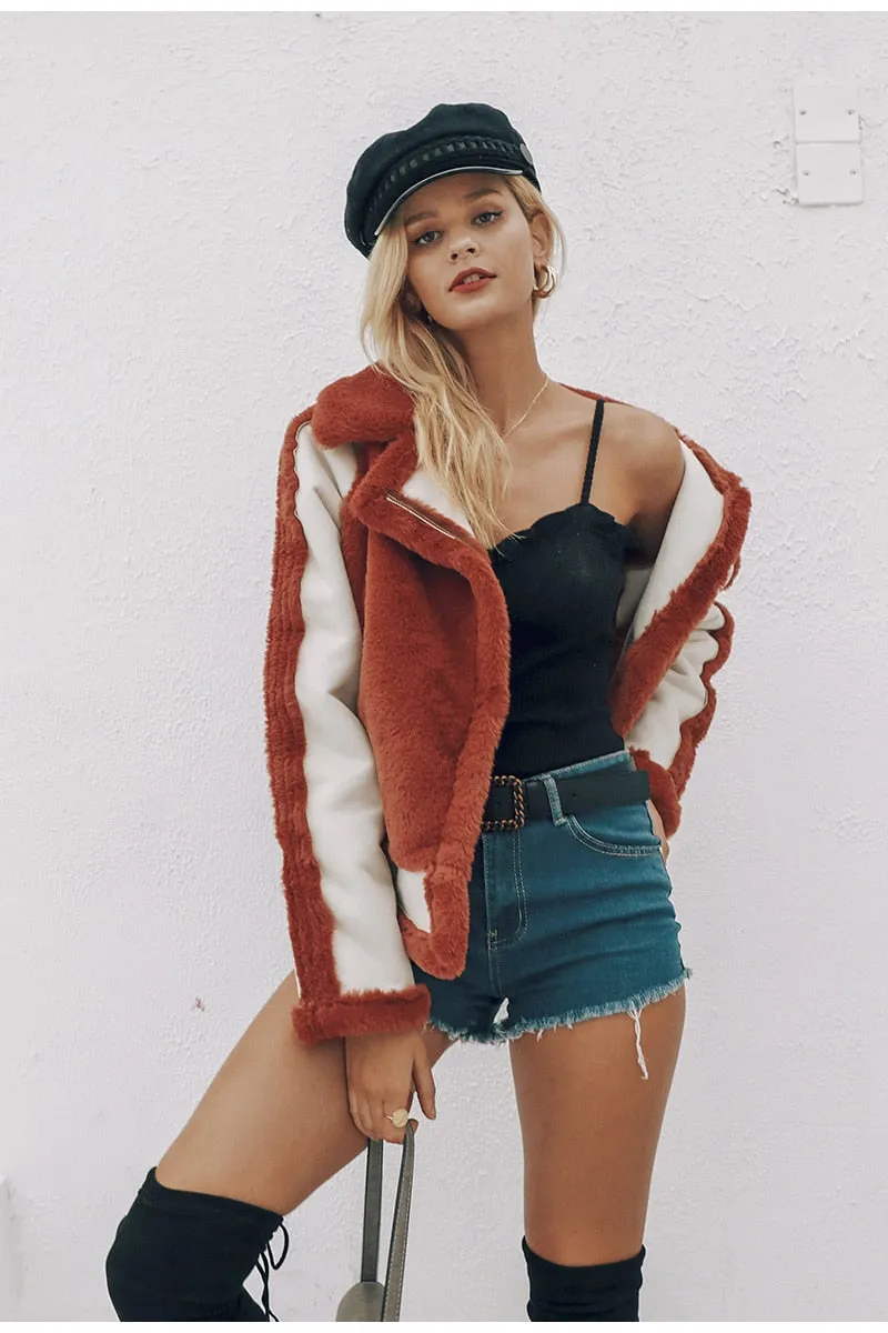 Sunset Hugs Faux Fur Jacket - Coffee