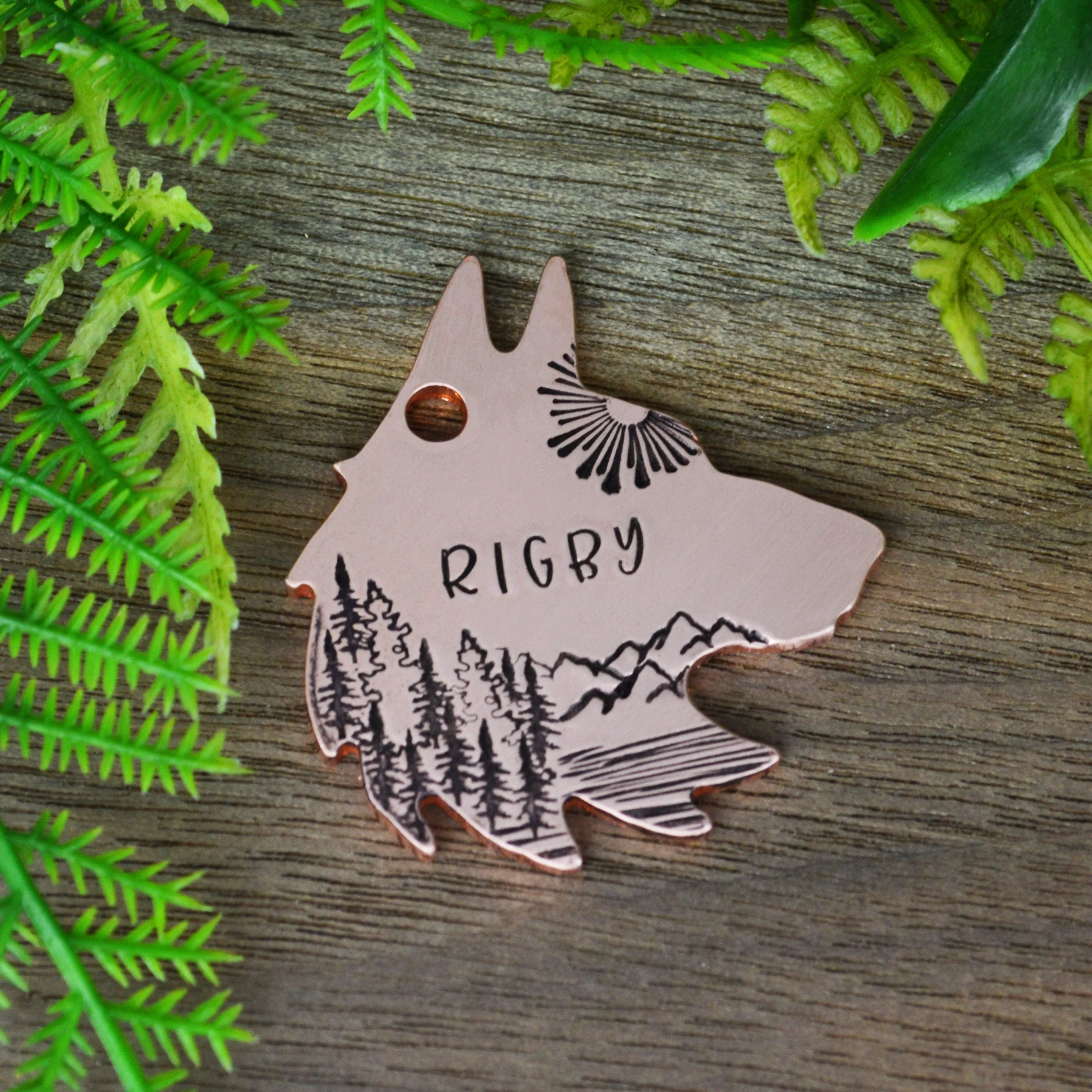 Sunshine over the Range Handstamped Pet ID Tag