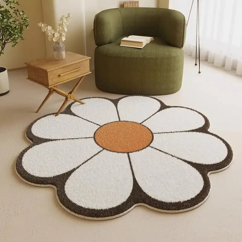 Thick Carpet Fluffy Soft Flower Shape Modern Minimalist Rugs Home Washable Mat