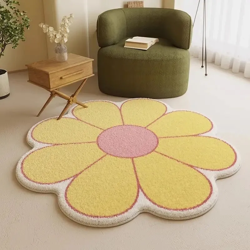 Thick Carpet Fluffy Soft Flower Shape Modern Minimalist Rugs Home Washable Mat