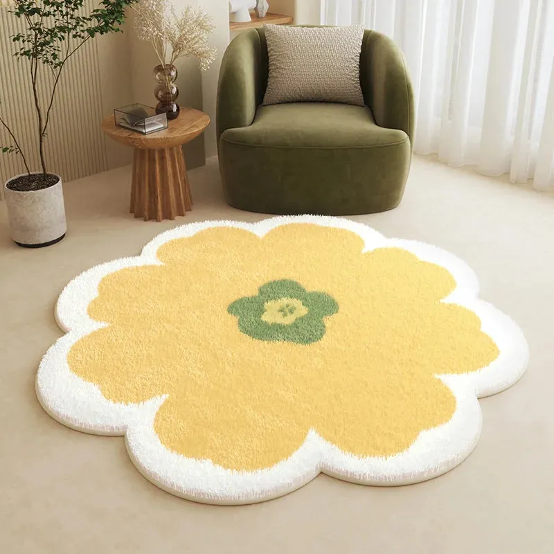 Thick Carpet Fluffy Soft Flower Shape Modern Minimalist Rugs Home Washable Mat