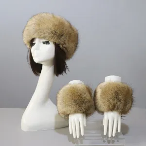 Thick Warm Beanies Fluffy Fake Faux Fur Hat Empty Top Hat Headscarf