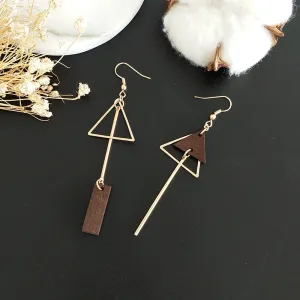 Triangle Wooden Geometric Drop Earrings