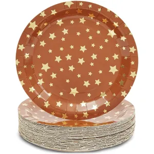 Twinkle Little Star Baby Shower Plates (9 In 48-pack) Brown Solid
