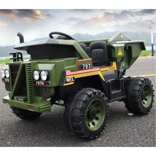 Two Seater 2025 | 4×4 Off-Road 12V Ride On Upgraded Camoflage Dump Truck | Leather Seat | Remote