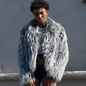 TWO TONE YETI FAUX FUR COAT