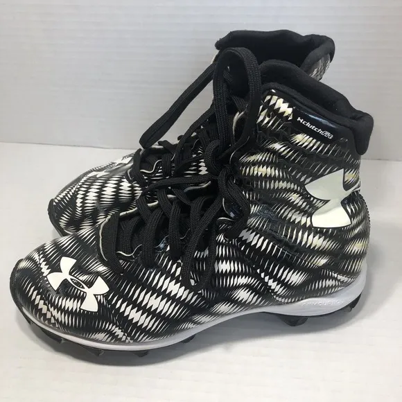 Under Armour Highlight Hi-Top Football Cleats US  3 Youth Black White