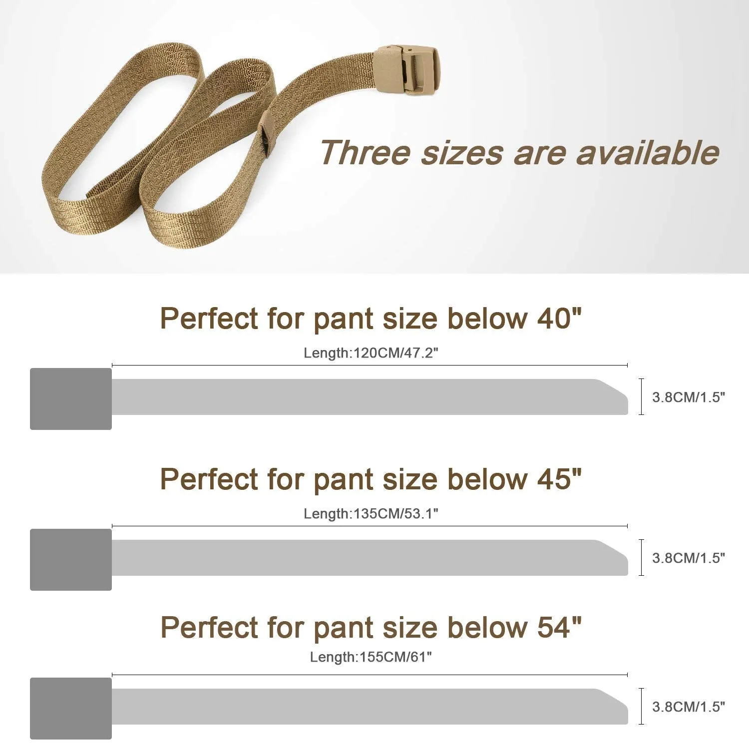 Unisex Nickel Free Belt 1.5 In Nylon Adjustable Web Belt with Plastic Buckle by JASGOOD