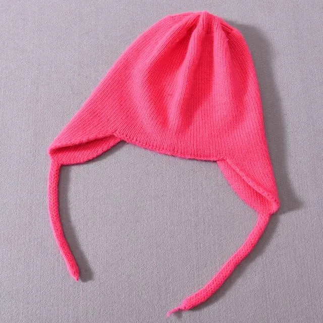 Unisex Wool Knitted Winter Hat with Real Raccoon Fur Pompom