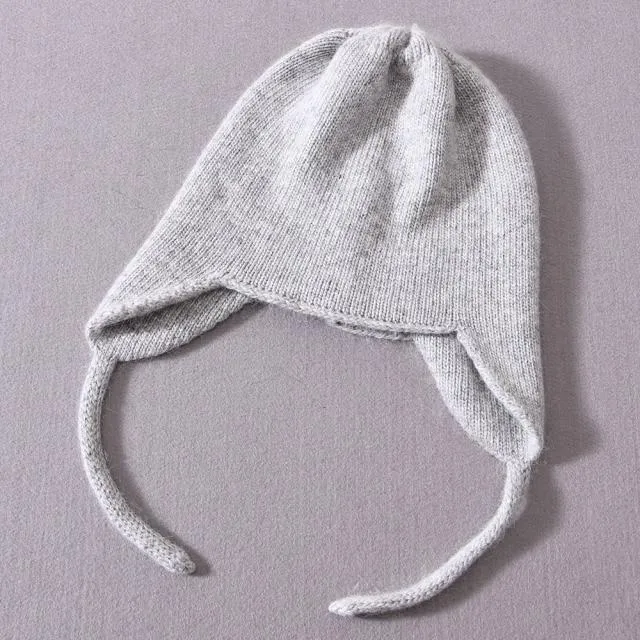 Unisex Wool Knitted Winter Hat with Real Raccoon Fur Pompom