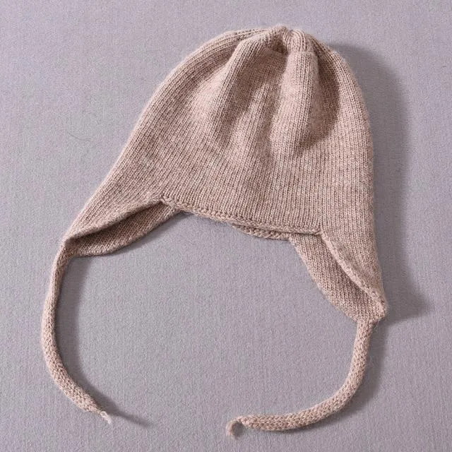 Unisex Wool Knitted Winter Hat with Real Raccoon Fur Pompom