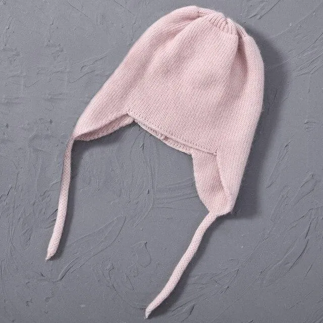 Unisex Wool Knitted Winter Hat with Real Raccoon Fur Pompom
