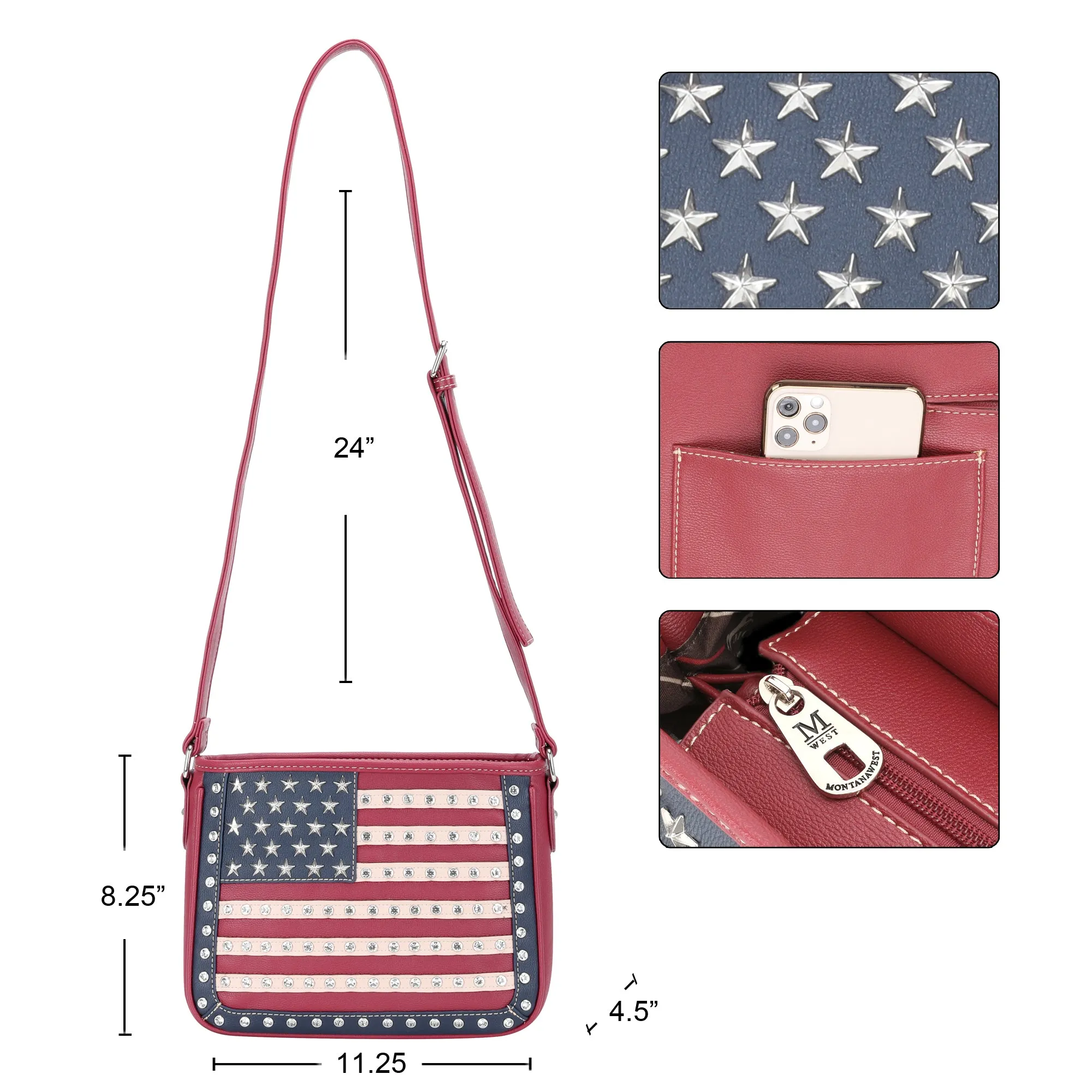 US04G-8287 Montana West American Pride Concealed Carry Crossbody