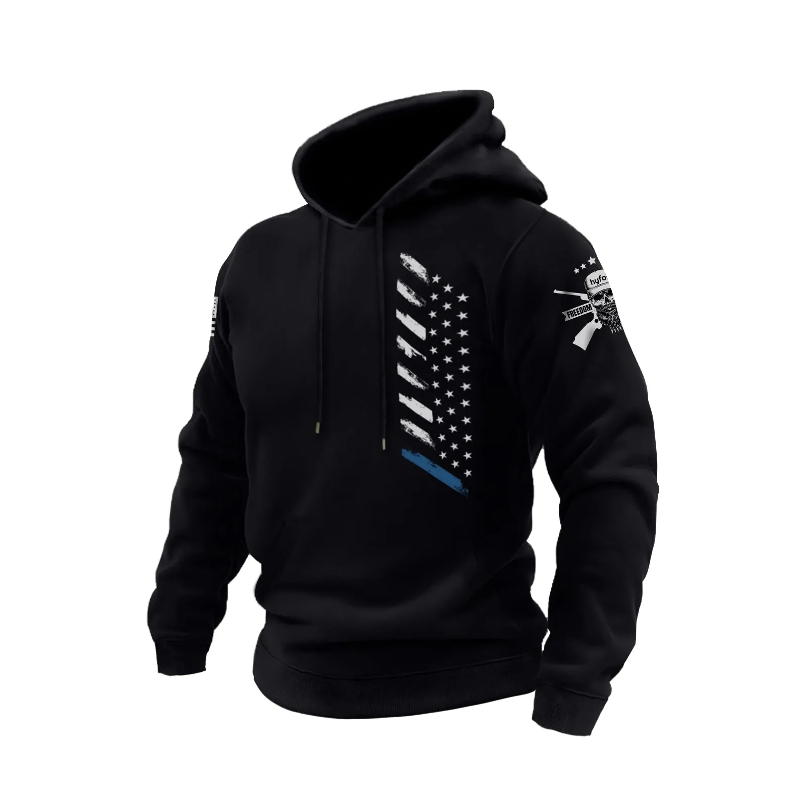 USA FLAG COTTON GRAPHIC POCKET HOODIE