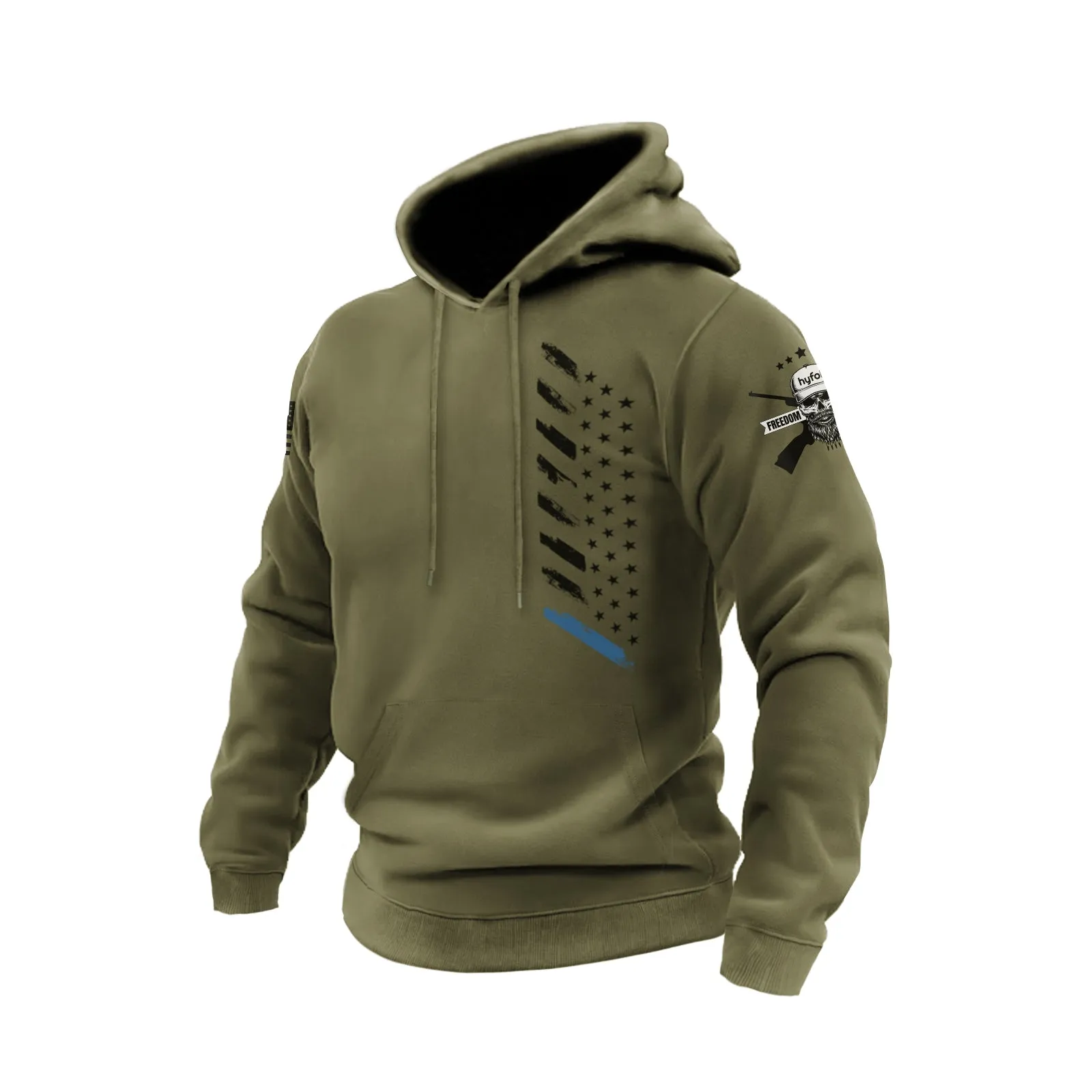 USA FLAG COTTON GRAPHIC POCKET HOODIE