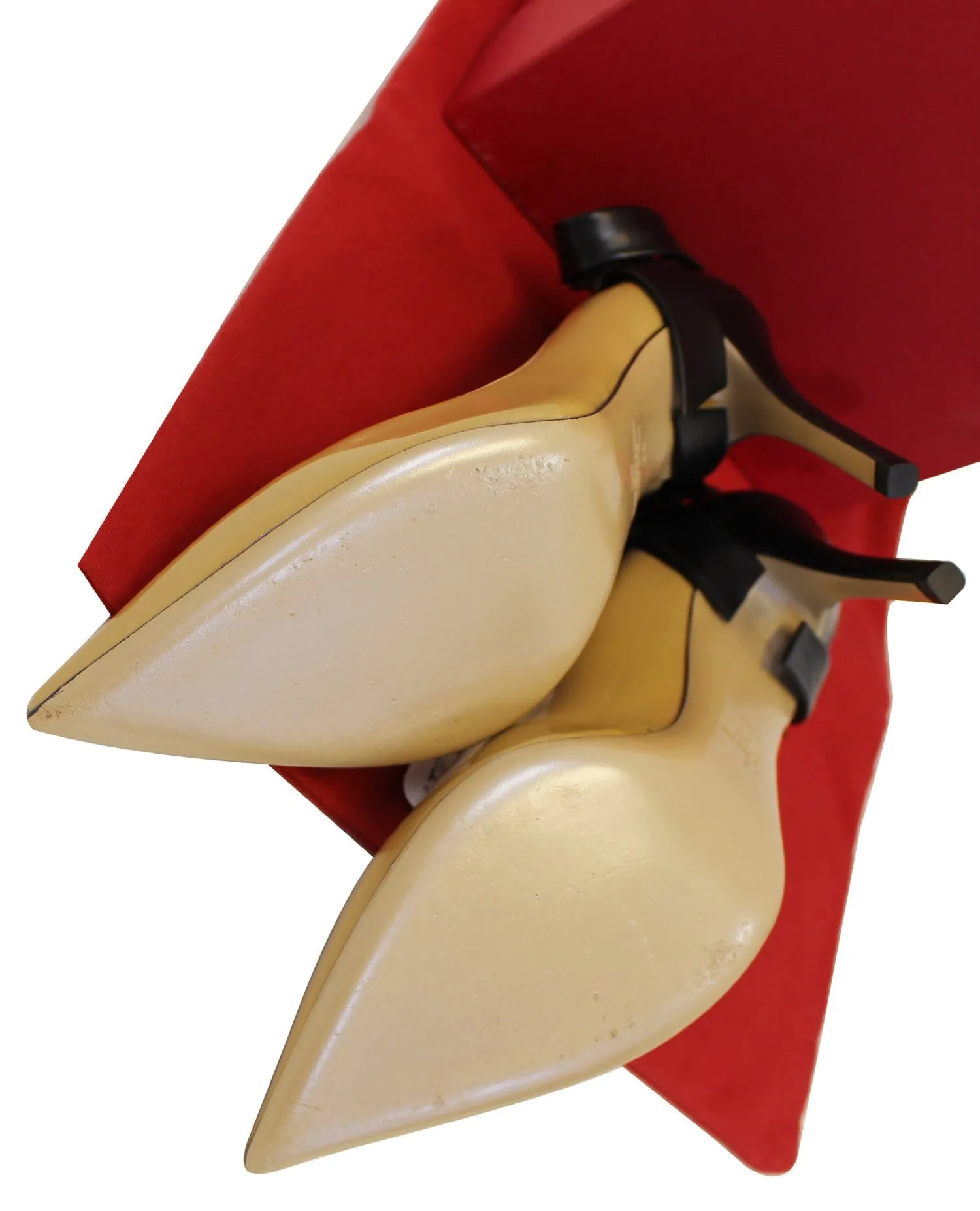 VALENTINO Patent Leather Nude and Black Bow Pumps Size 39