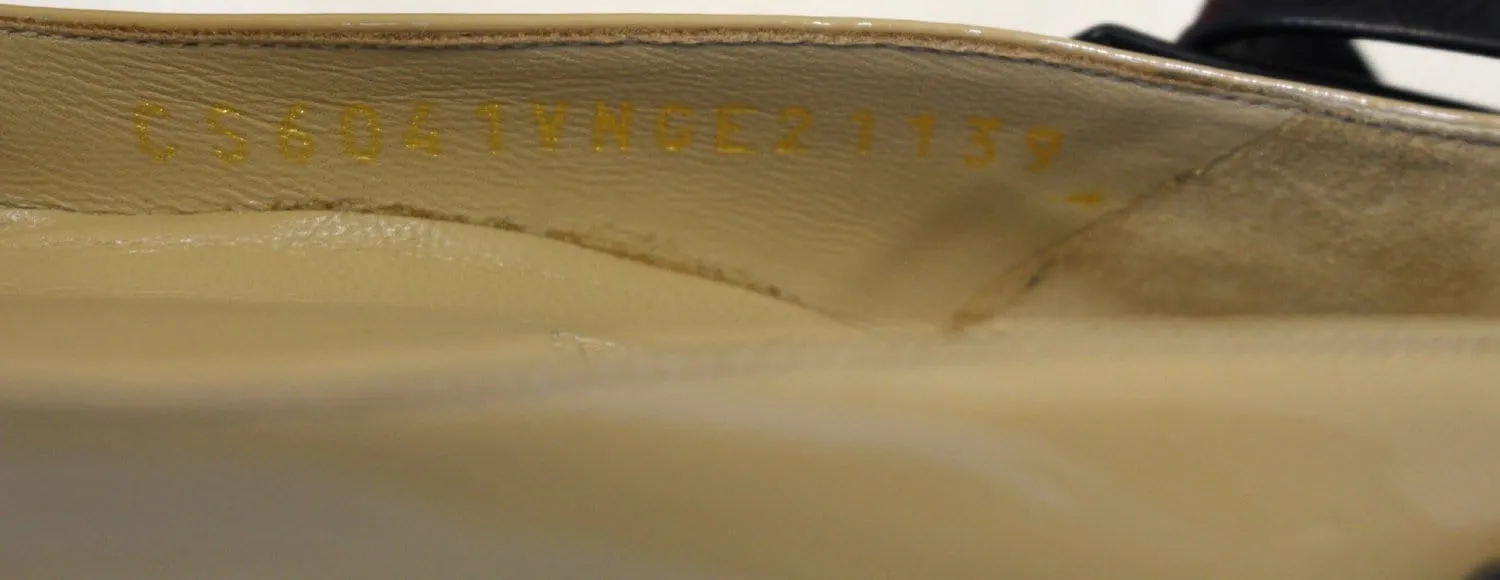 VALENTINO Patent Leather Nude and Black Bow Pumps Size 39
