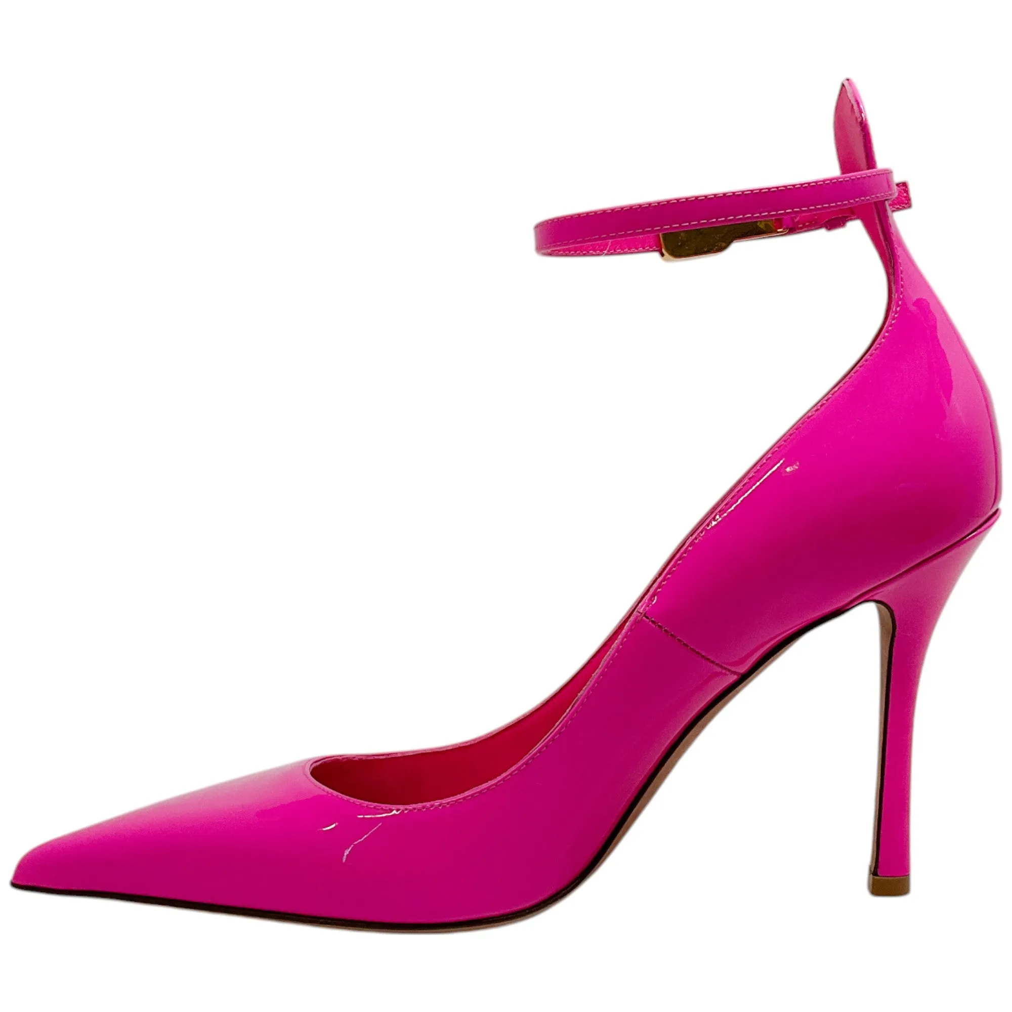 Valentino Pink Patent Leather Pumps with Ankle Strap