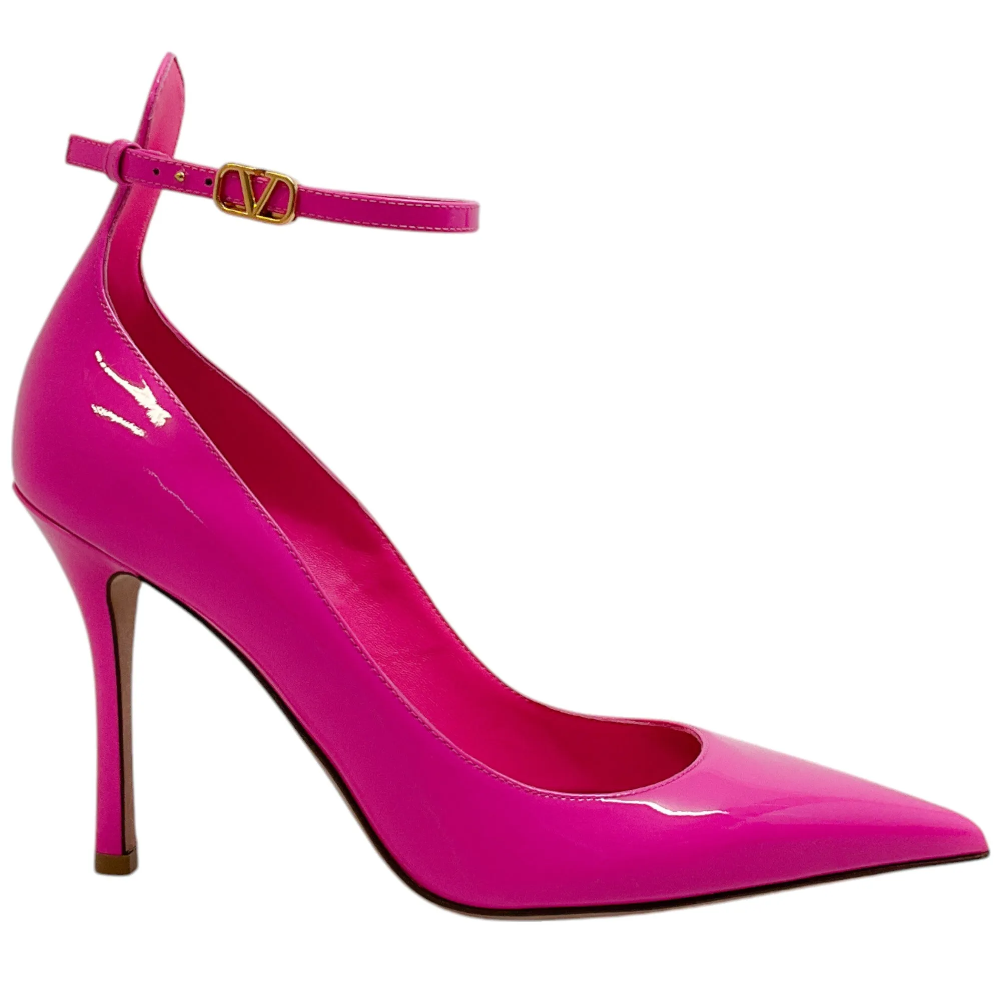 Valentino Pink Patent Leather Pumps with Ankle Strap