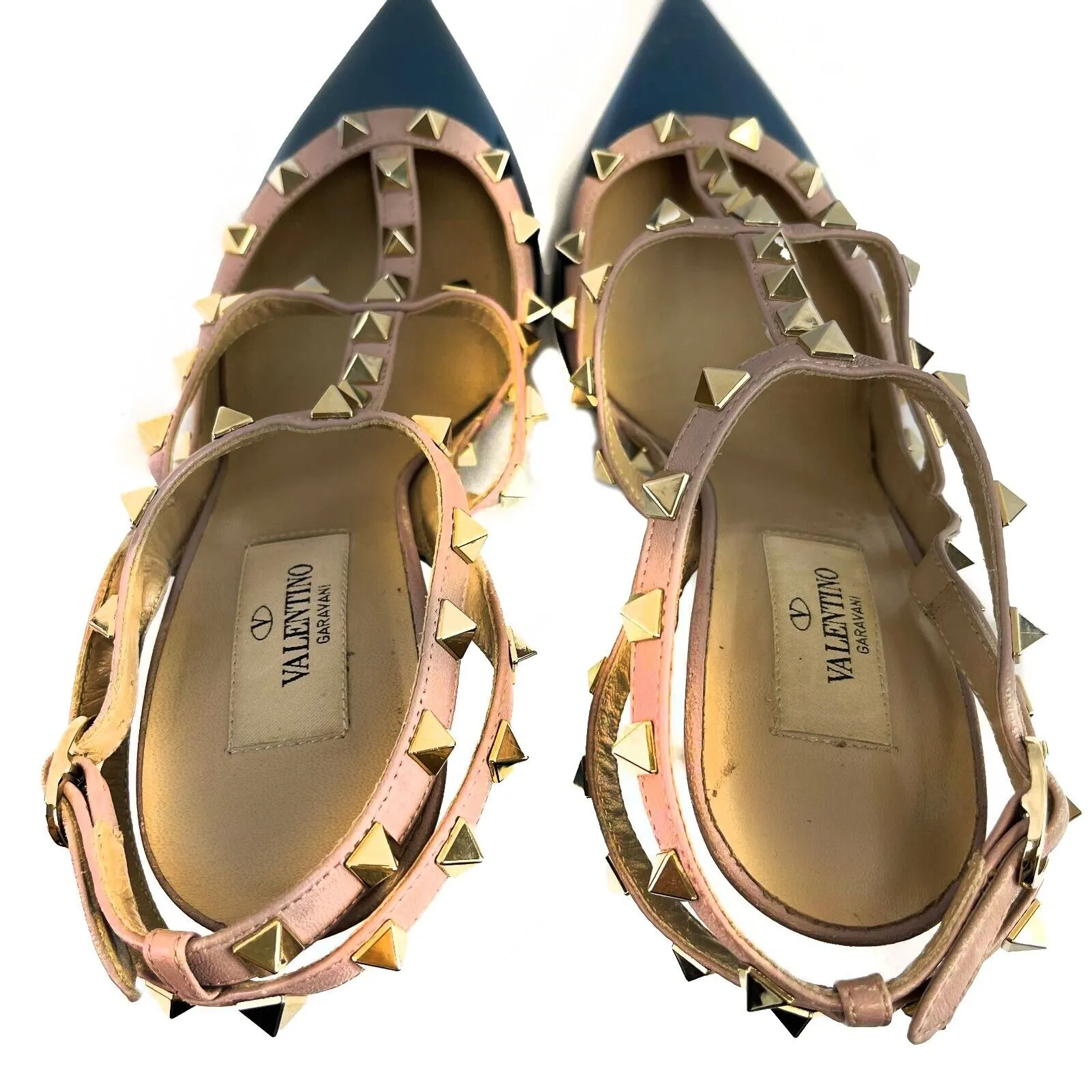 Valentino Rock Stud Pumps Patent Leather Ocean Blue 38 US 8 Pumps Shoes
