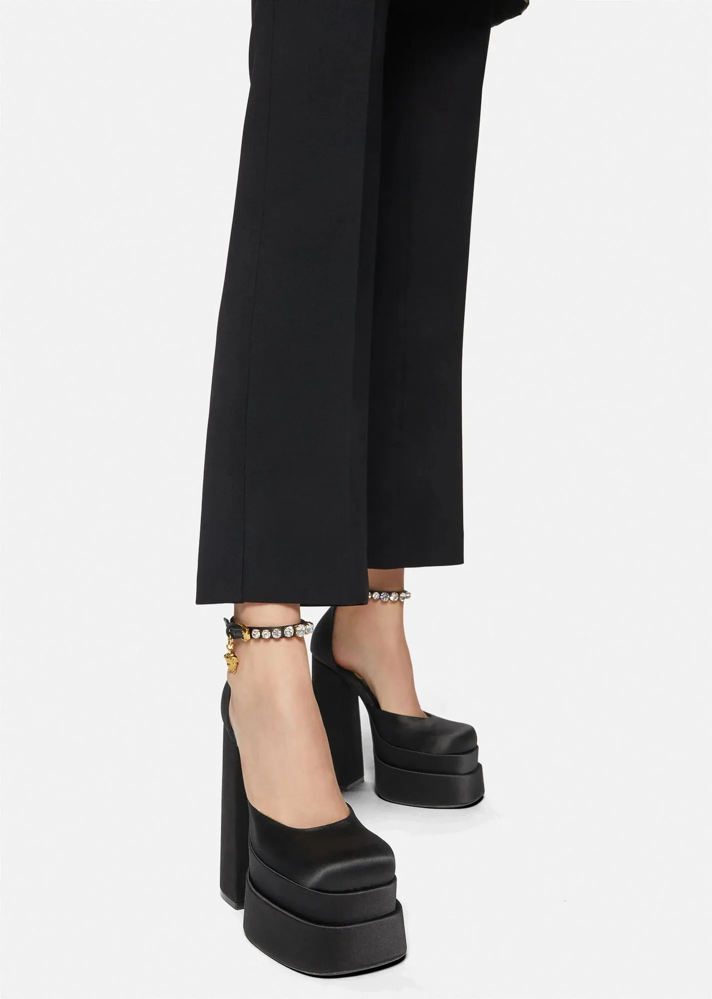 Versace Medusa Aevitas Platform Pumps in Black, Size 40