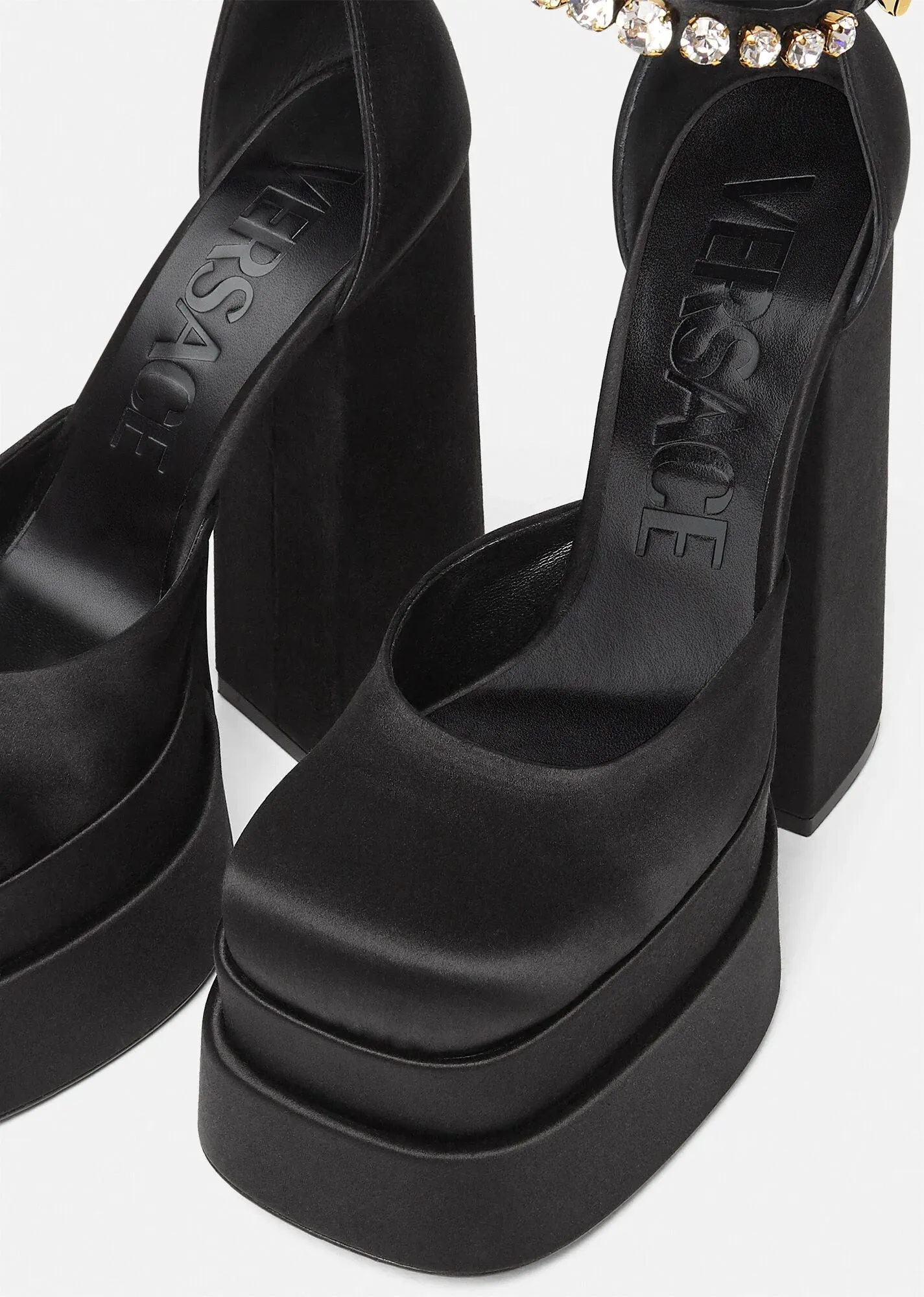 Versace Medusa Aevitas Platform Pumps in Black, Size 40