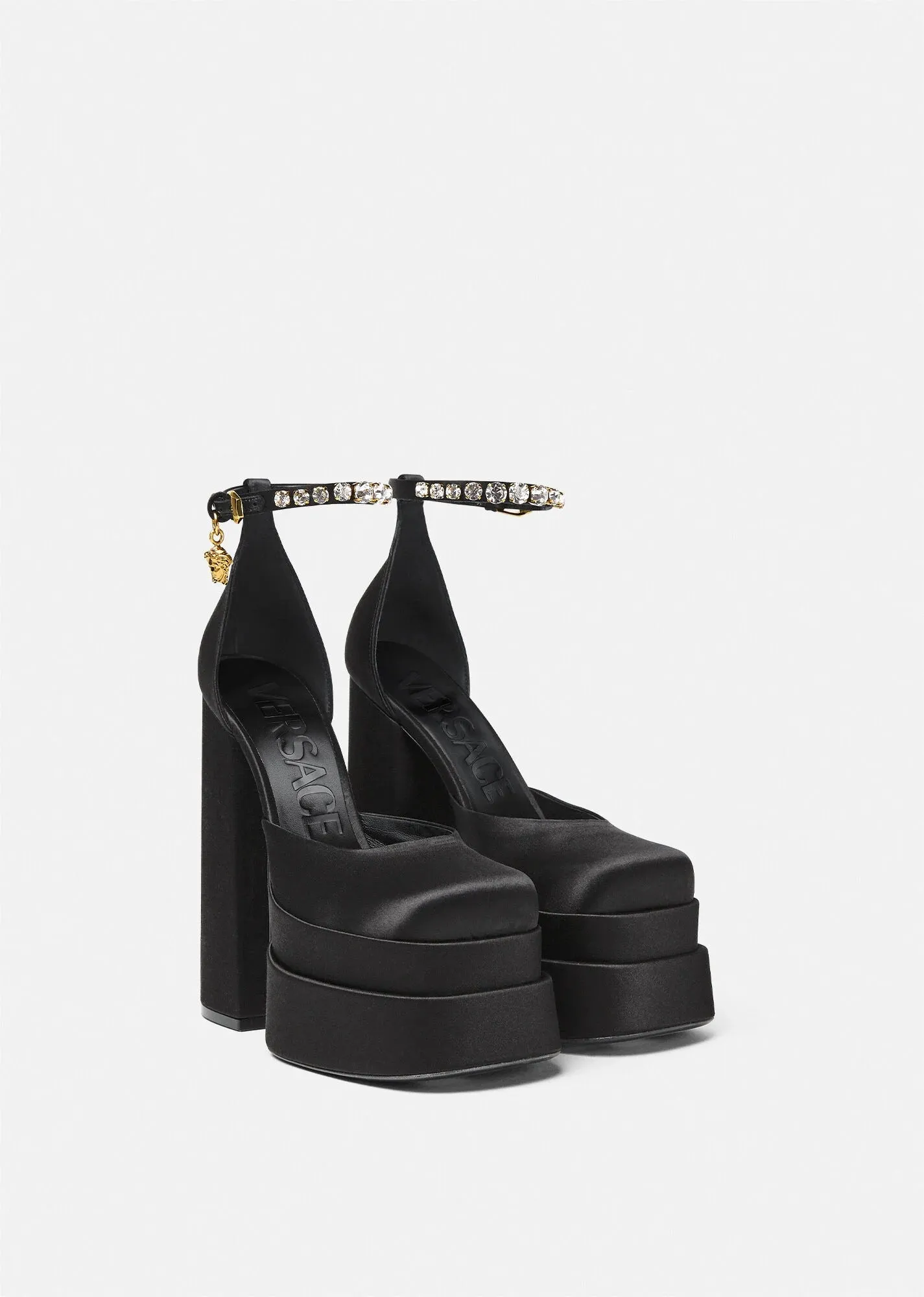 Versace Medusa Aevitas Platform Pumps in Black, Size 40