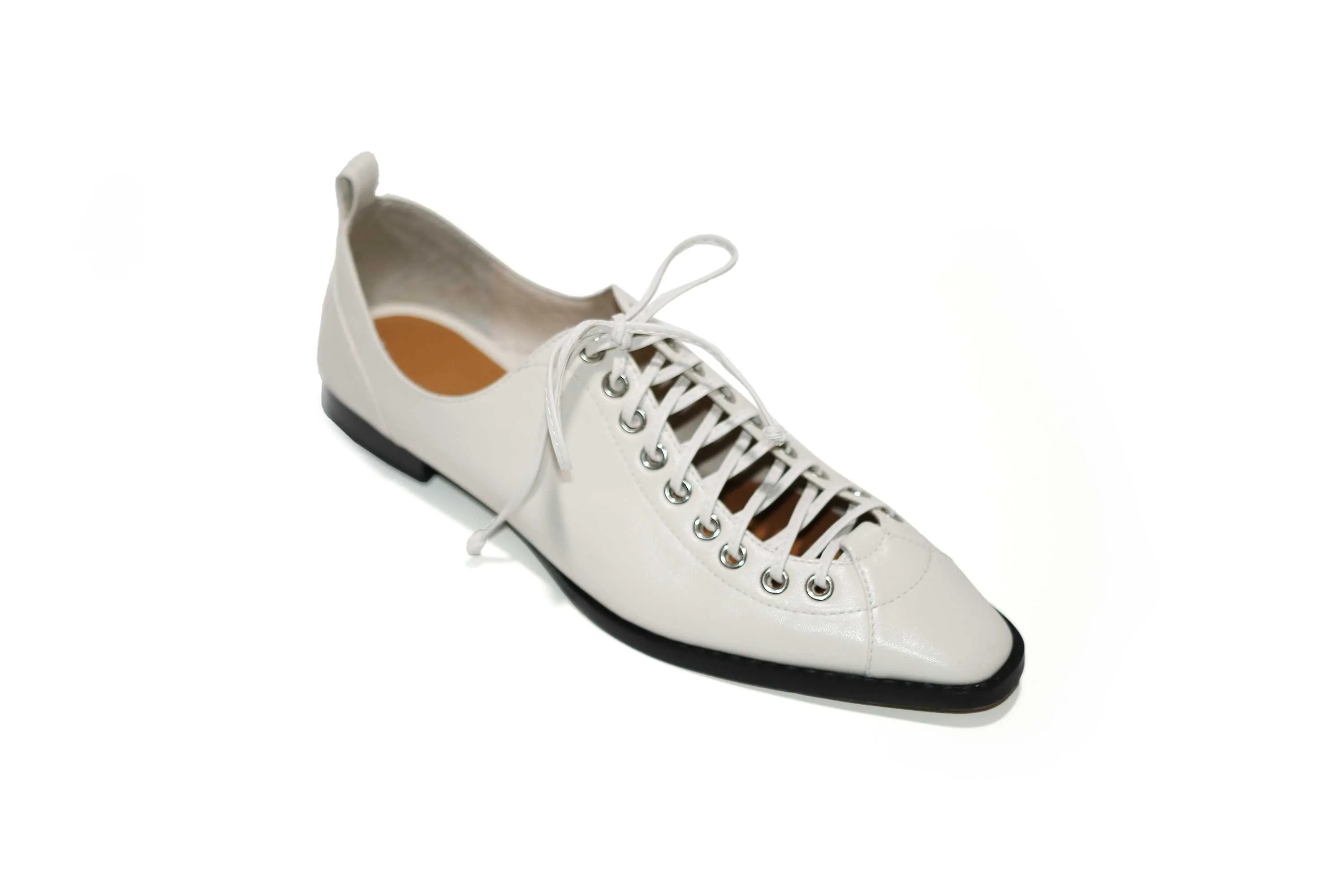 vintage design genuine leather casual shoes chic lace up small square toe low heels women solid fashion pumps