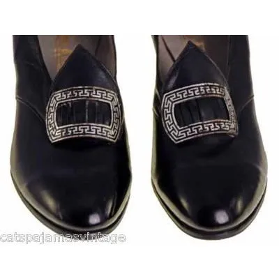 VINTAGE Leather Pumps 1920s Walk Over NIB#9 Nice Buckles Size EU 37 US 6.5