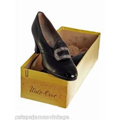 VINTAGE Leather Pumps 1920s Walk Over NIB#9 Nice Buckles Size EU 37 US 6.5