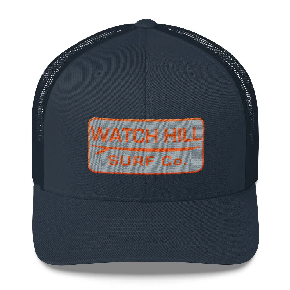 Watch Hill Surf Co. 'Patch Logo' Trucker Cap (Grey/Orange)