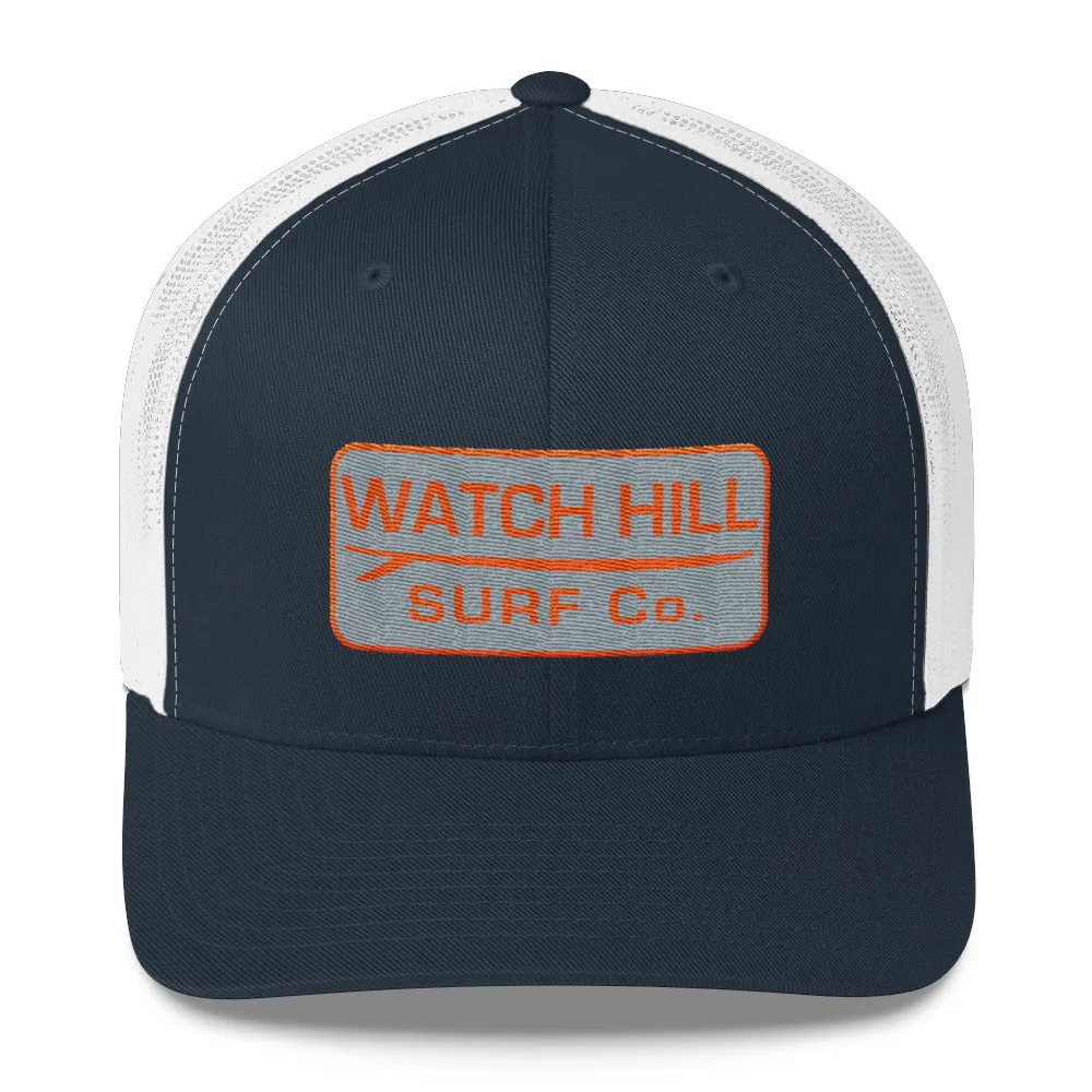 Watch Hill Surf Co. 'Patch Logo' Trucker Cap (Grey/Orange)