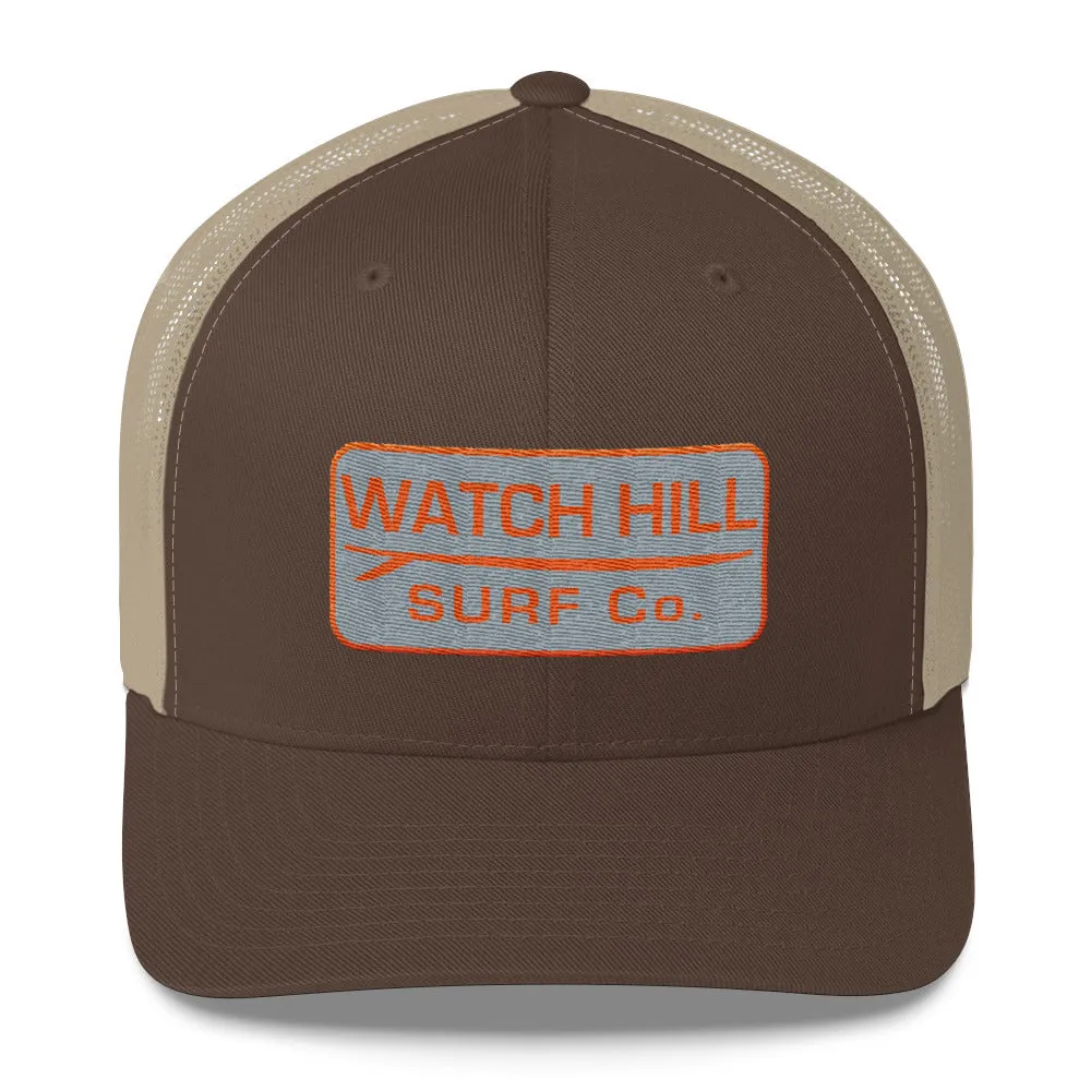 Watch Hill Surf Co. 'Patch Logo' Trucker Cap (Grey/Orange)