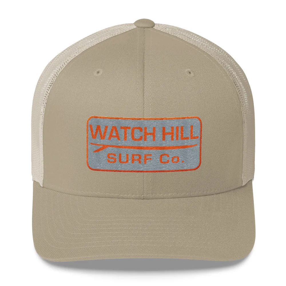 Watch Hill Surf Co. 'Patch Logo' Trucker Cap (Grey/Orange)