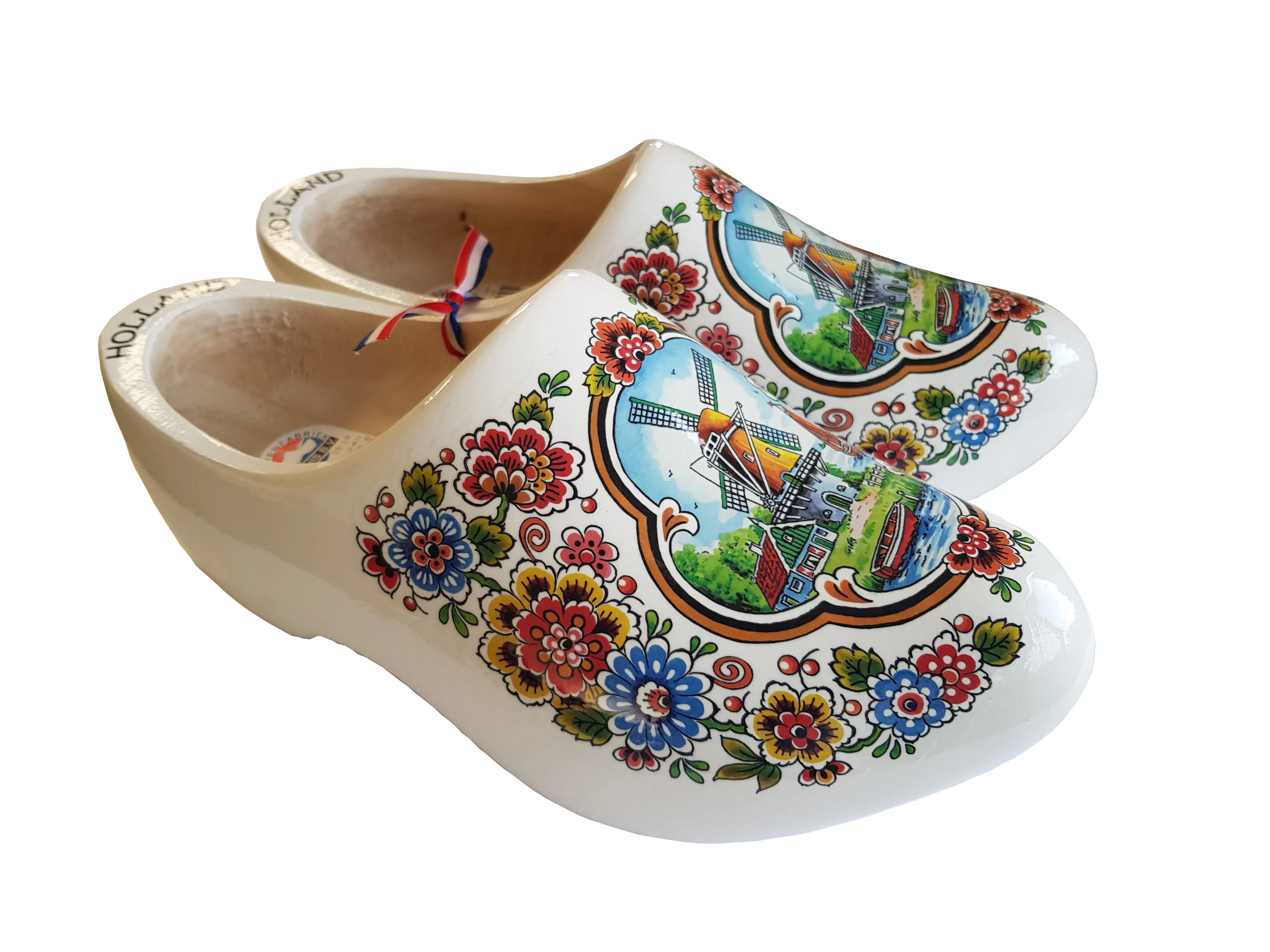 White Decorated Colored Wooden Shoes