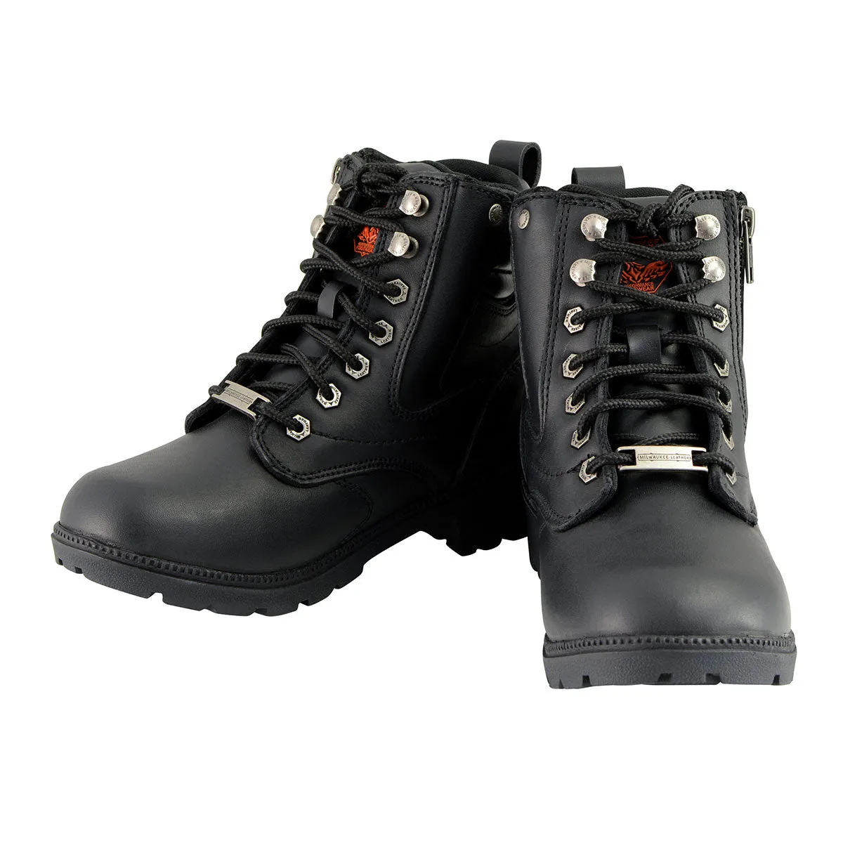 Wide MBL9320W Women's Black 'Wide-Width' Lace-Up Motorcycle Boots