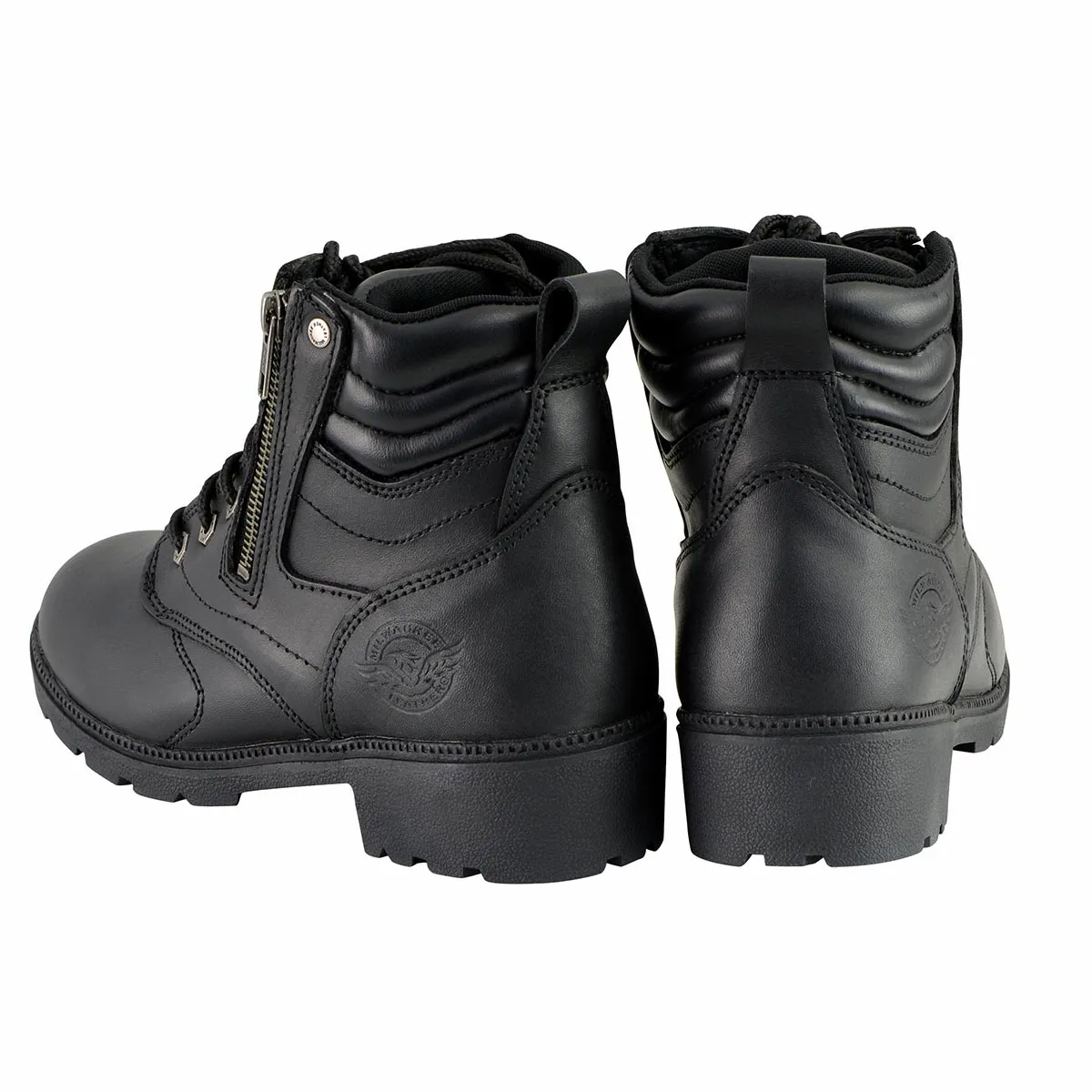 Wide MBL9320W Women's Black 'Wide-Width' Lace-Up Motorcycle Boots