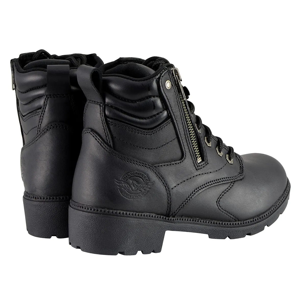 Wide MBL9320W Women's Black 'Wide-Width' Lace-Up Motorcycle Boots