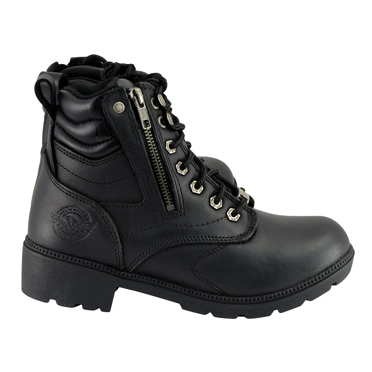 Wide MBL9320W Women's Black 'Wide-Width' Lace-Up Motorcycle Boots