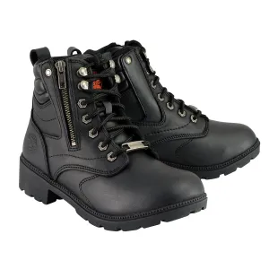 Wide MBL9320W Women's Black 'Wide-Width' Lace-Up Motorcycle Boots