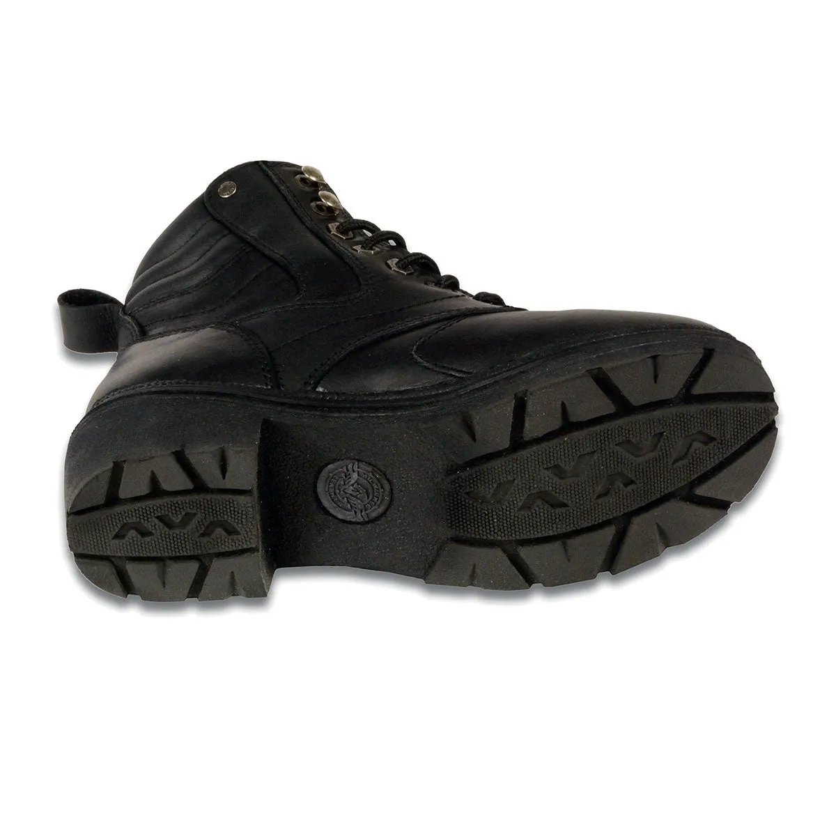 Wide MBL9320W Women's Black 'Wide-Width' Lace-Up Motorcycle Boots