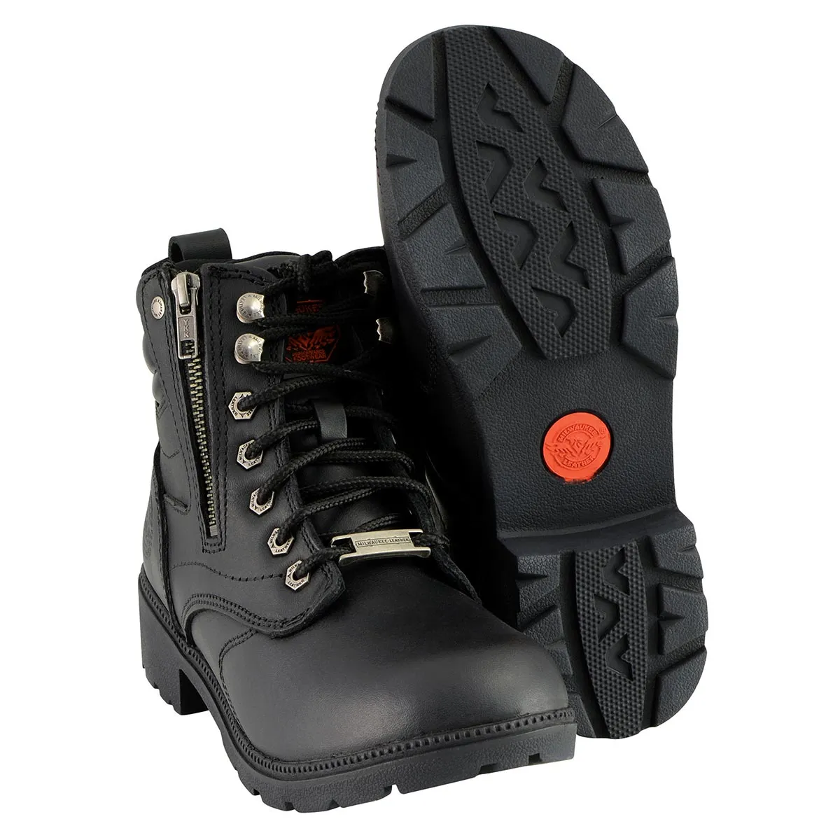 Wide MBL9320W Women's Black 'Wide-Width' Lace-Up Motorcycle Boots