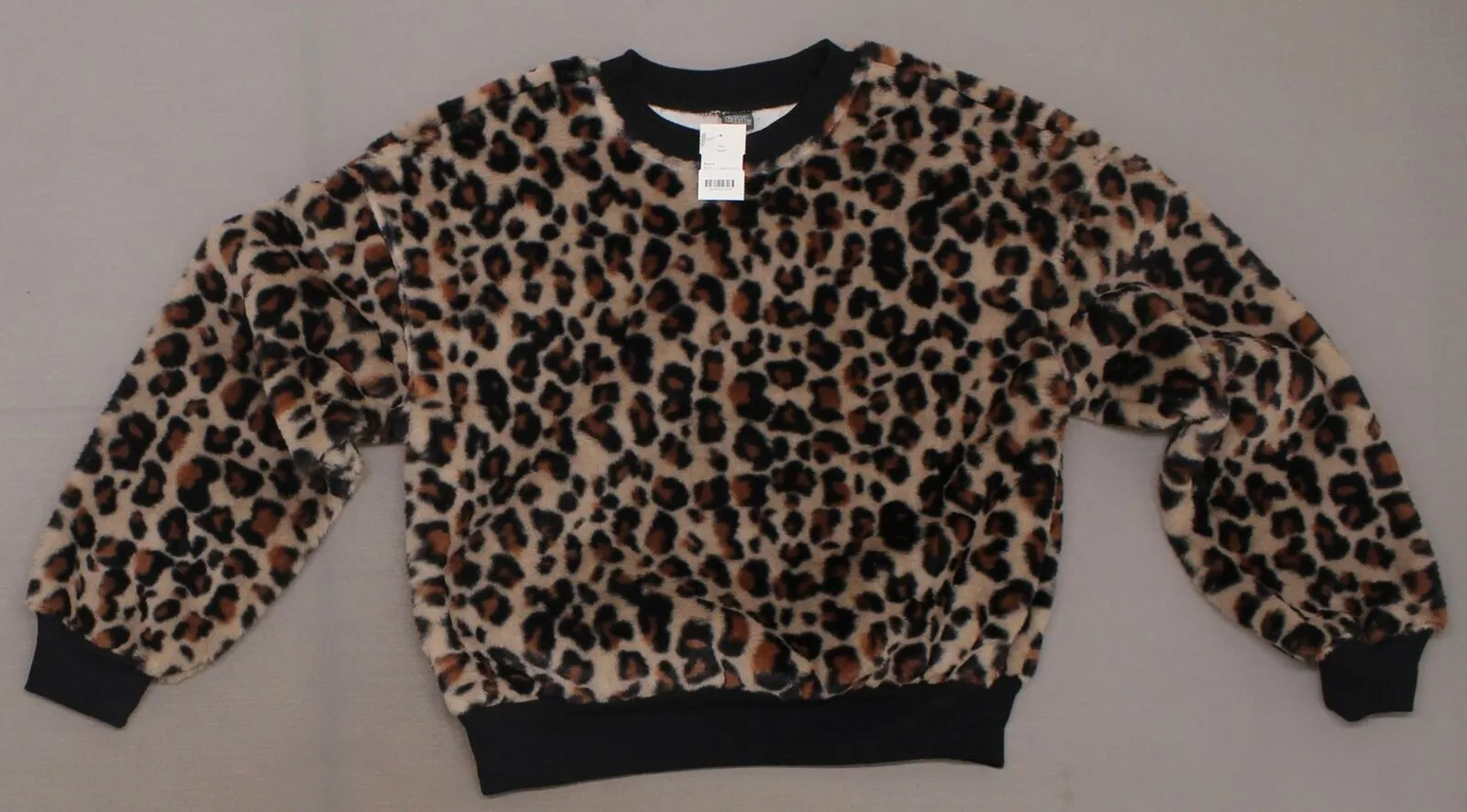 Wild Fable Women's Animal Print Crewneck Faux Fur Sweatshirt