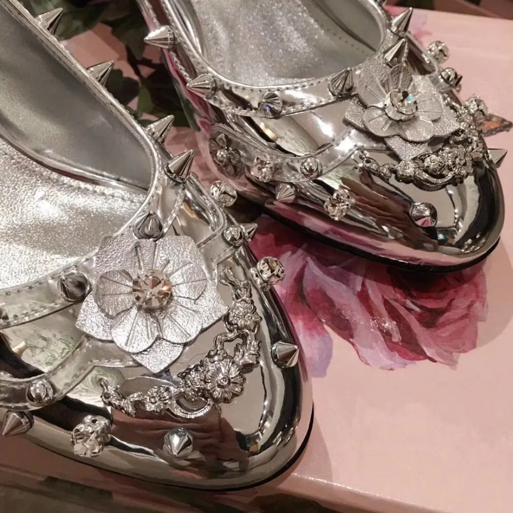 women appliqued patent leather thich high heel shoes pumps