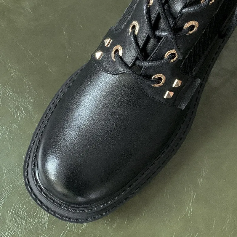 Women Boots Round Toe Thick Sole Ankle Shoes