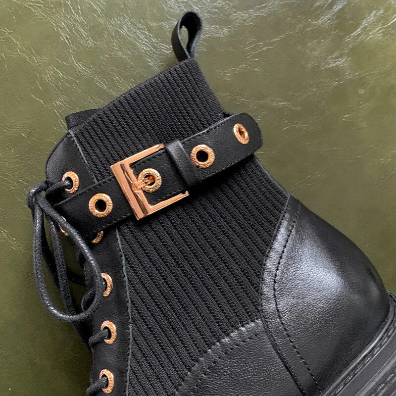 Women Boots Round Toe Thick Sole Ankle Shoes